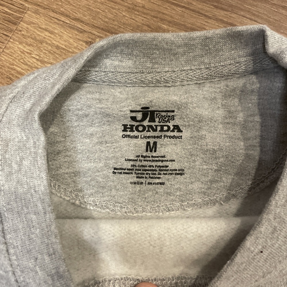 Vintage JT Racing USA Honda Racing Team Graphic Crewneck Sweatshirt Gray M Y2K - Picture 6 of 6